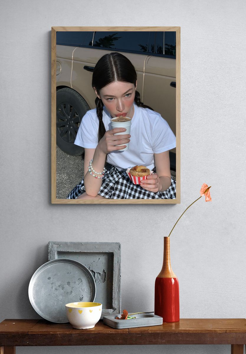 Street Portrait with Coffee Poster. — room view 3