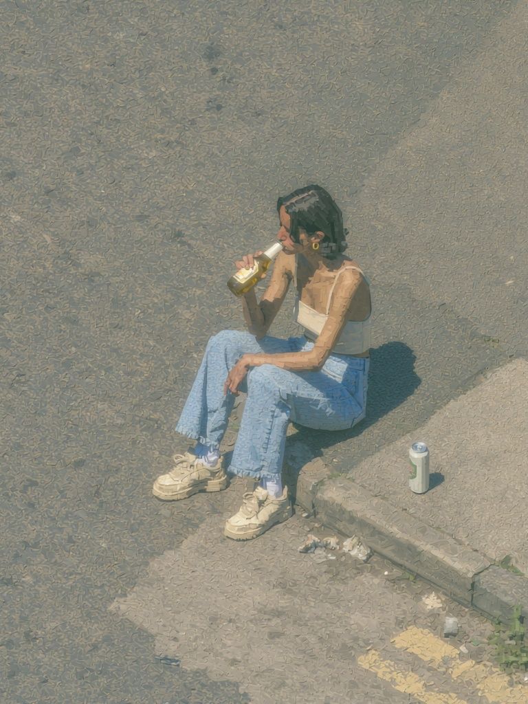 Street Portrait with Bottle Poster. poster — photography art