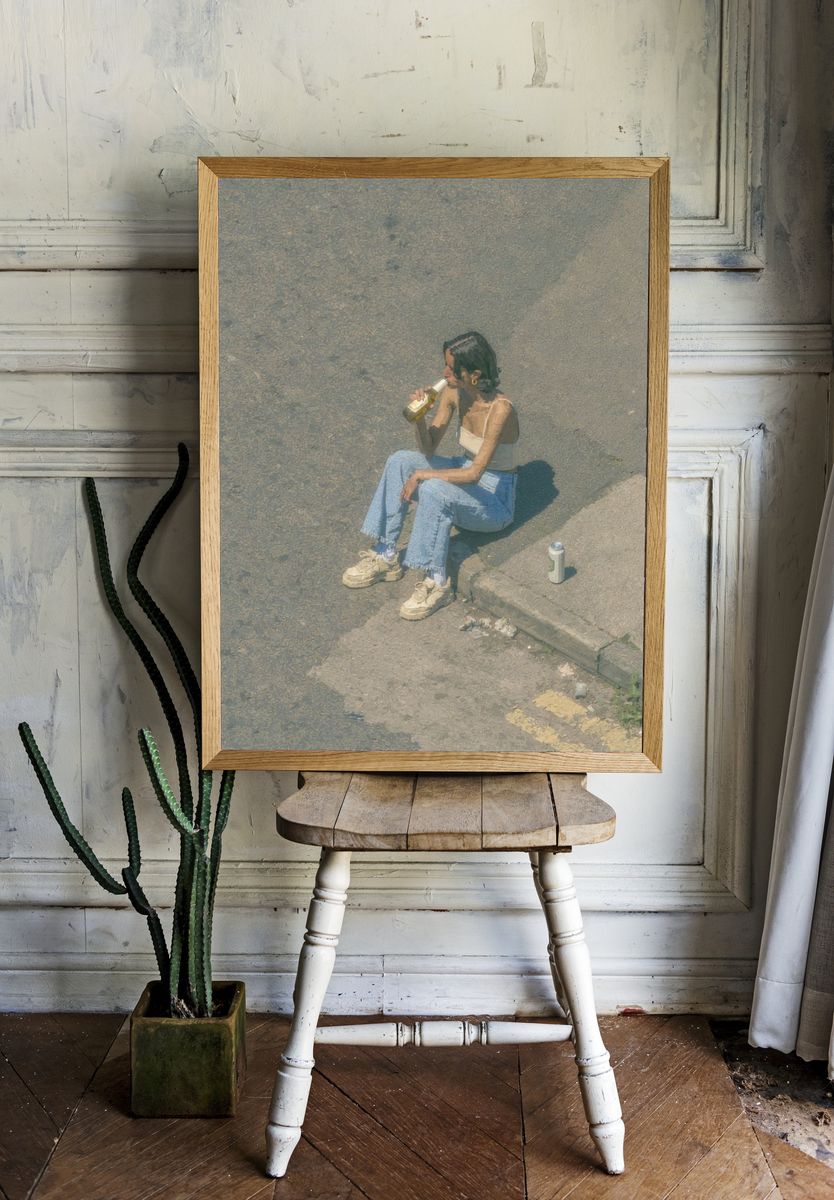 Street Portrait with Bottle Poster. — room view 1