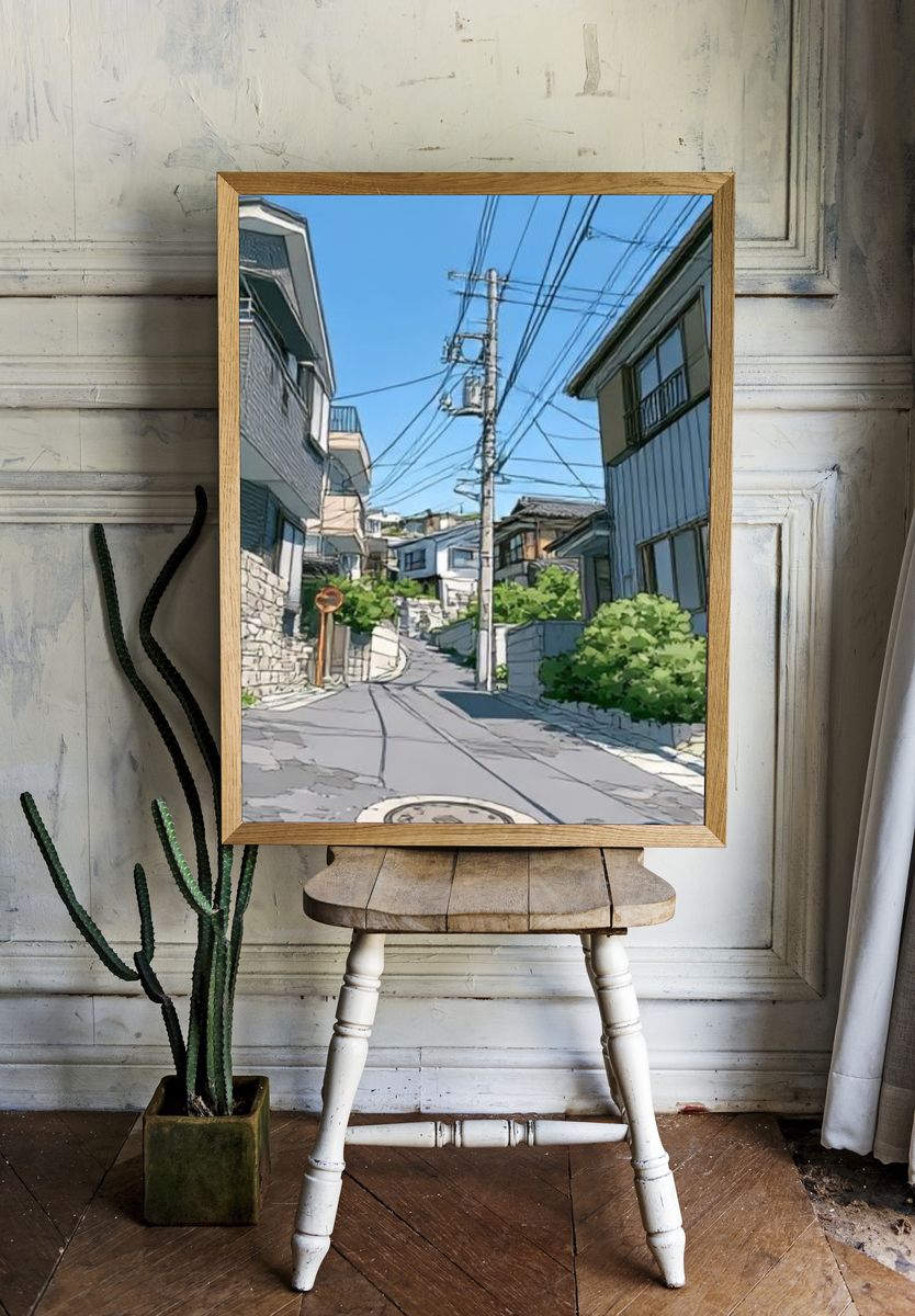 Quiet Hillside Street Photography Poster. room preview
