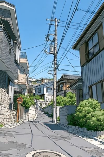 Quiet Hillside Street Photography Poster.
