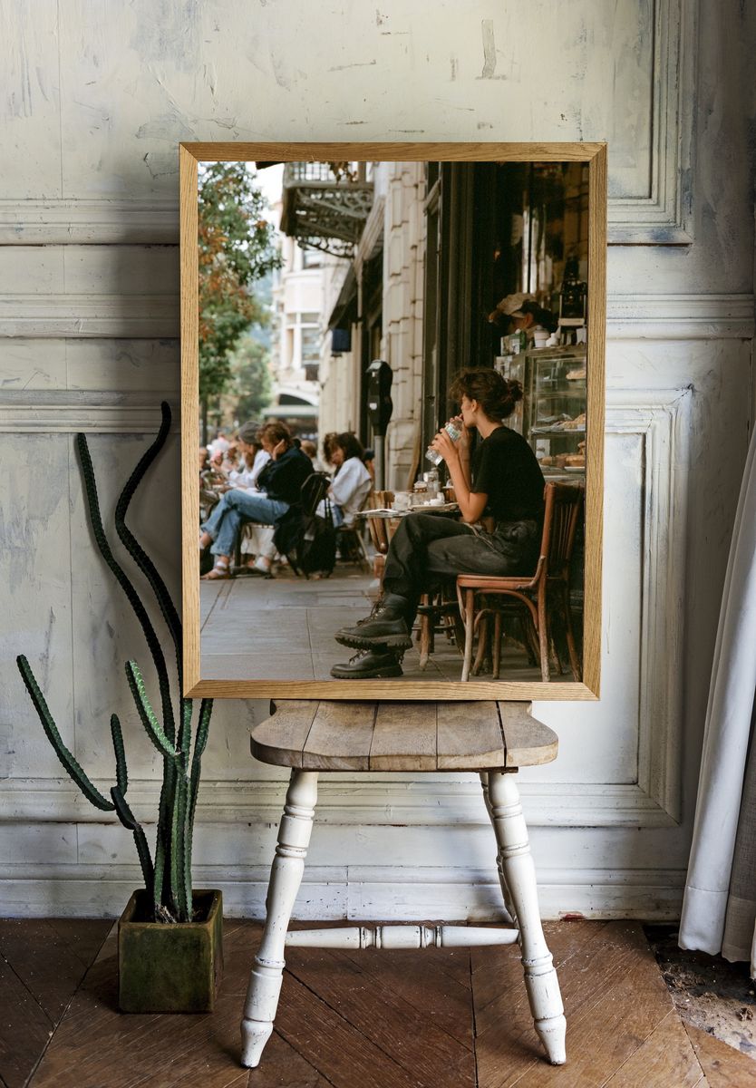 Sidewalk Cafe Street Photography Poster. — room view 1