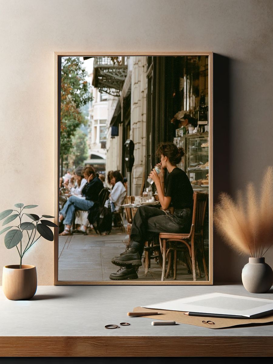 Sidewalk Cafe Street Photography Poster. — room view 2