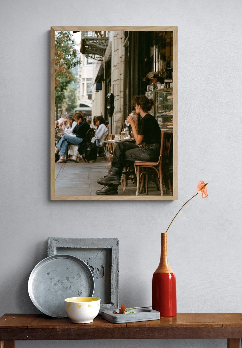 Sidewalk Cafe Street Photography Poster. — room view 3