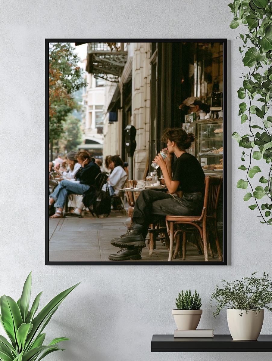Sidewalk Cafe Street Photography Poster. — room view 4