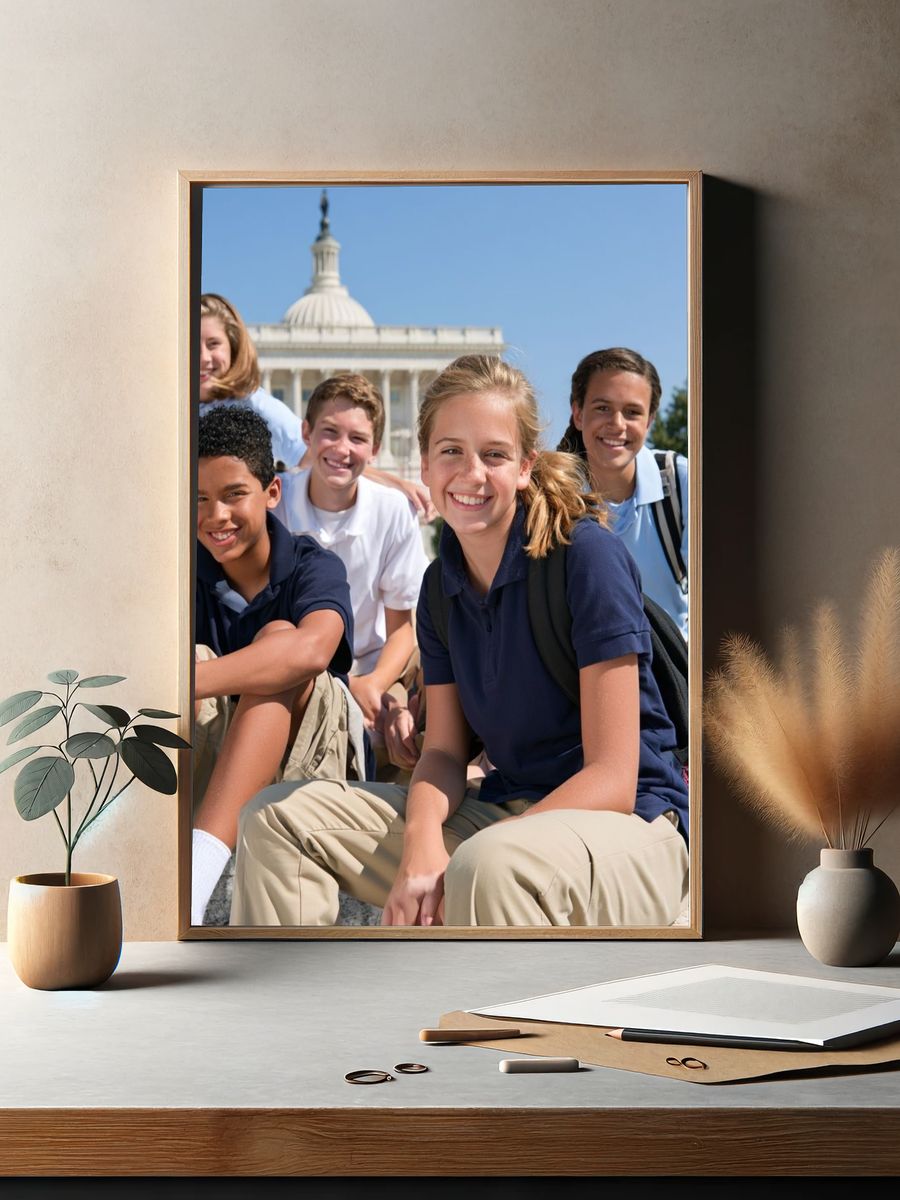 Students at Capitol Building Photography Poster. — room view 2