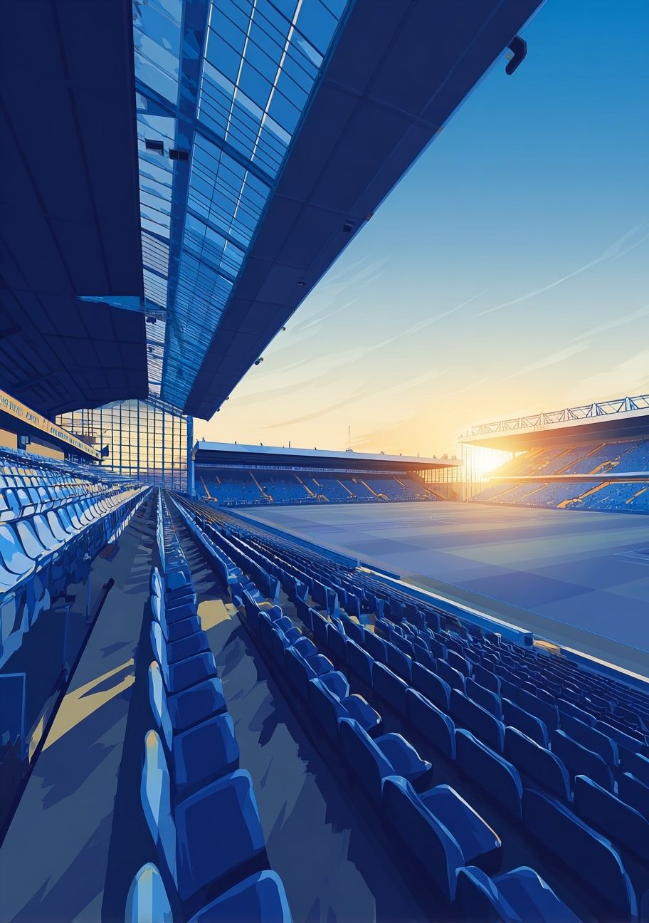 Stadium at Sunset — Digital Art Print. poster — illustration art