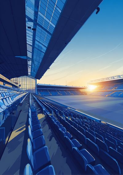 Stadium at Sunset — Digital Art Print. poster