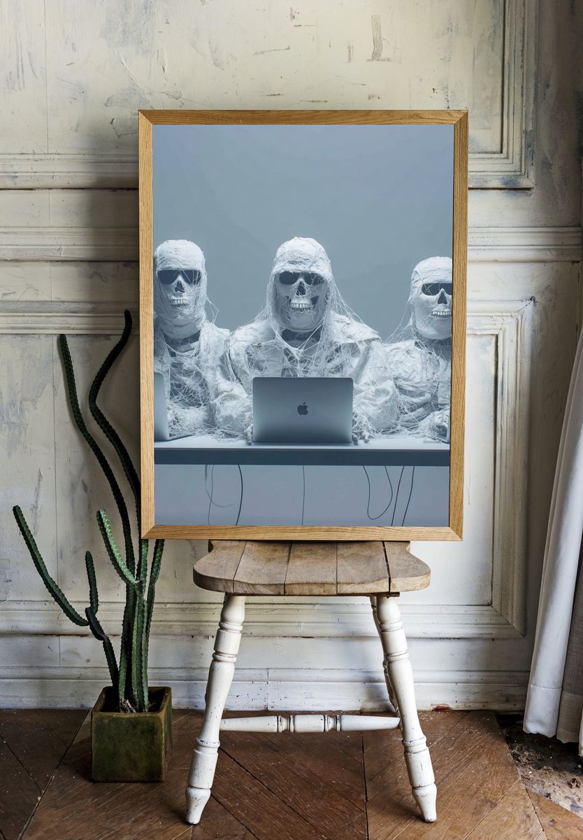 Skeletal Tech Workers — Surrealism Print room preview