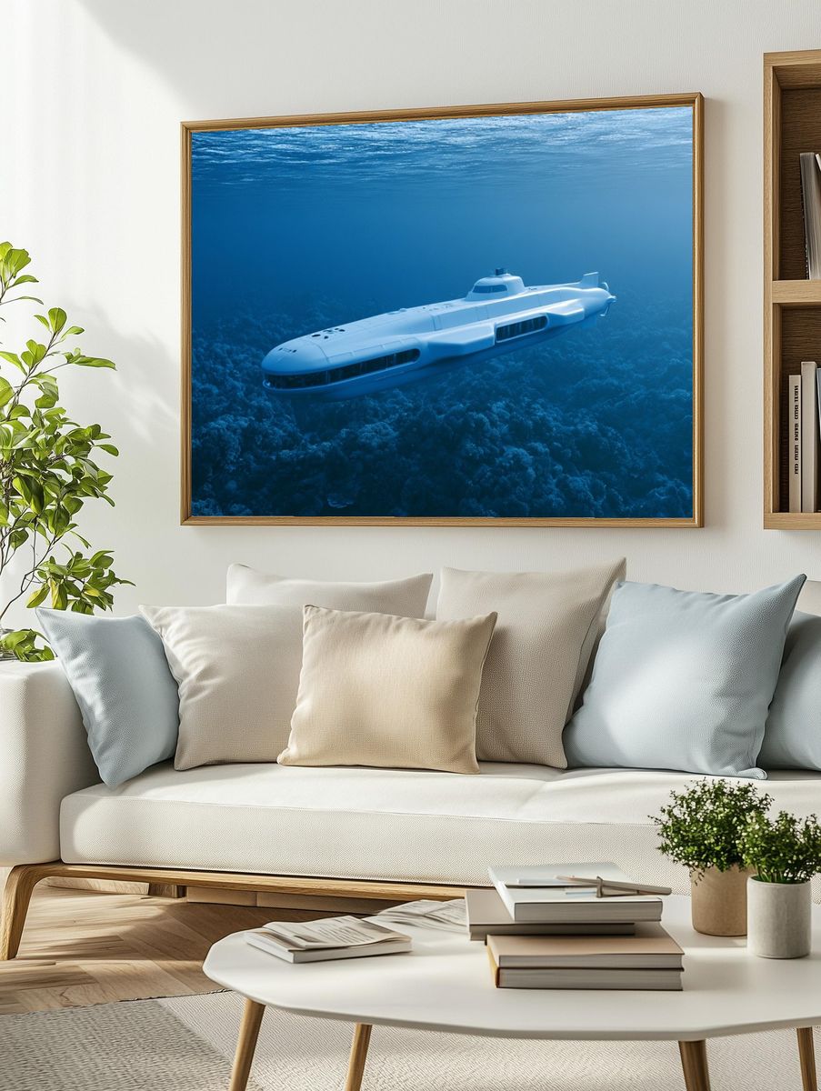 Submarine Underwater Scene Poster. — room view 2