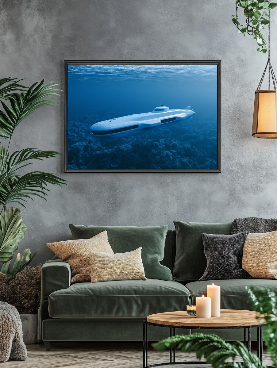Submarine Underwater Scene Poster. — room view 4