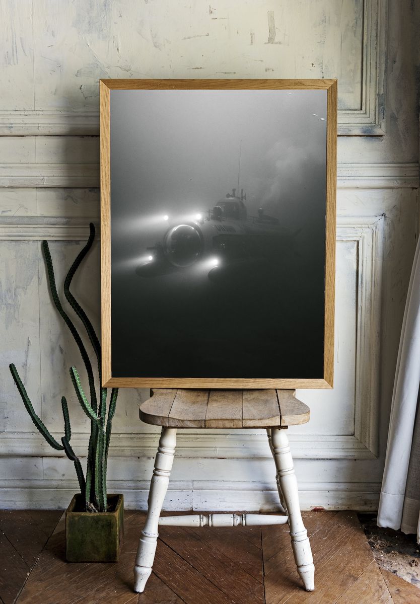 Submarine in Fog Photography Poster. room preview