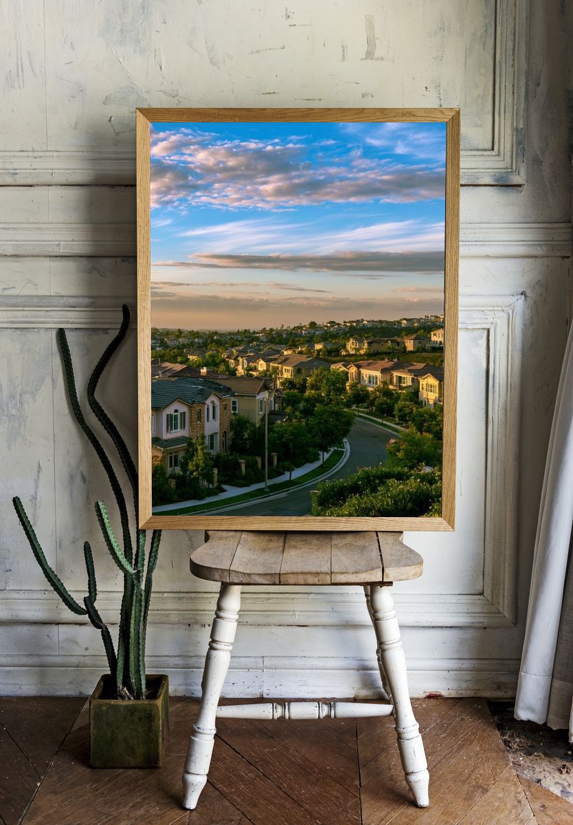 Suburban Sunset Landscape Poster. — room view 1