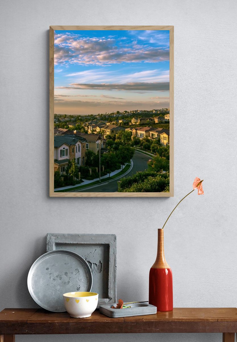 Suburban Sunset Landscape Poster. — room view 3