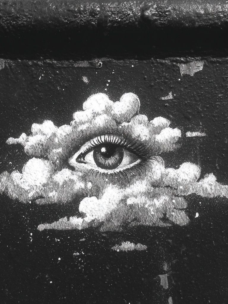 Surreal Eye in Clouds Print. poster detail
