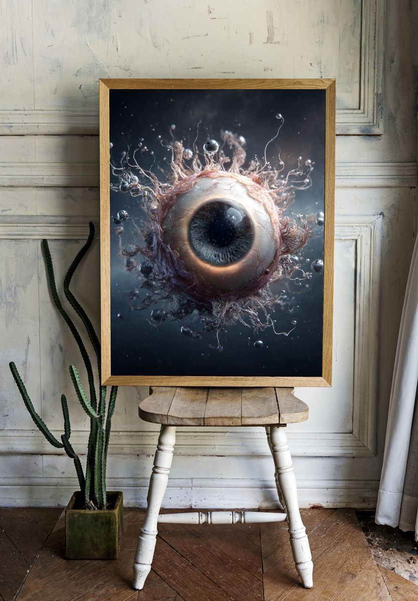 Surreal Floating Eye Poster room preview