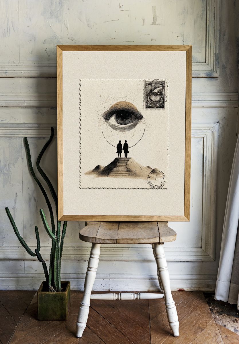Surreal Eye Stairway Print. room preview