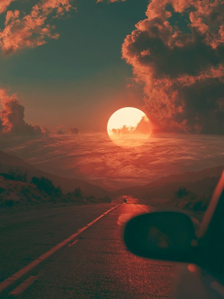 Sunset Road Dreamscape Poster. poster — photography art