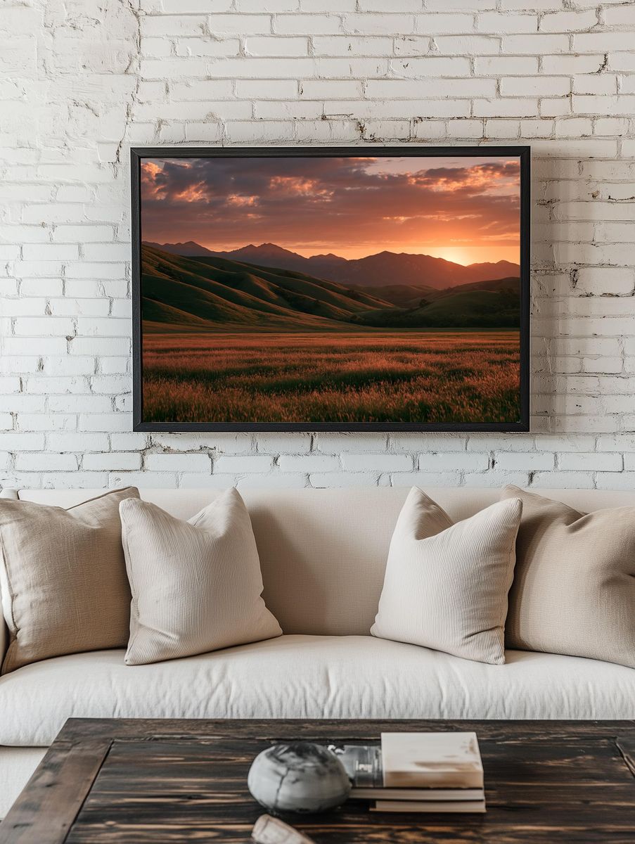 Sunset Rolling Hills Photography Poster. room preview