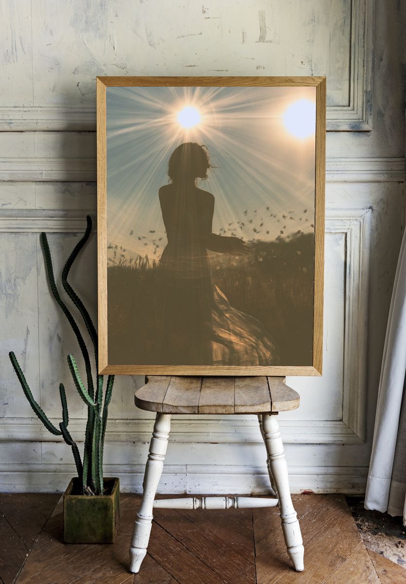 Sunlit Silhouette Photography Poster. — room view 1