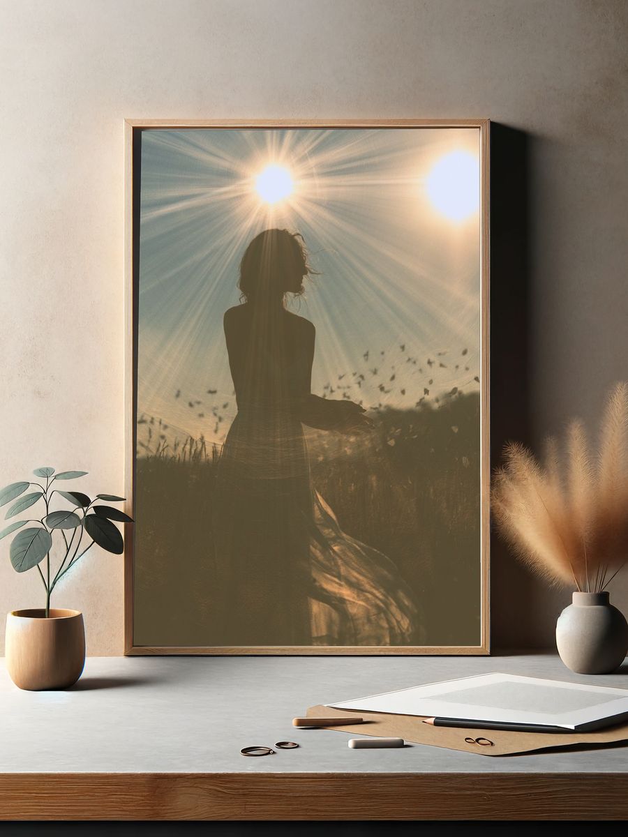 Sunlit Silhouette Photography Poster. — room view 2