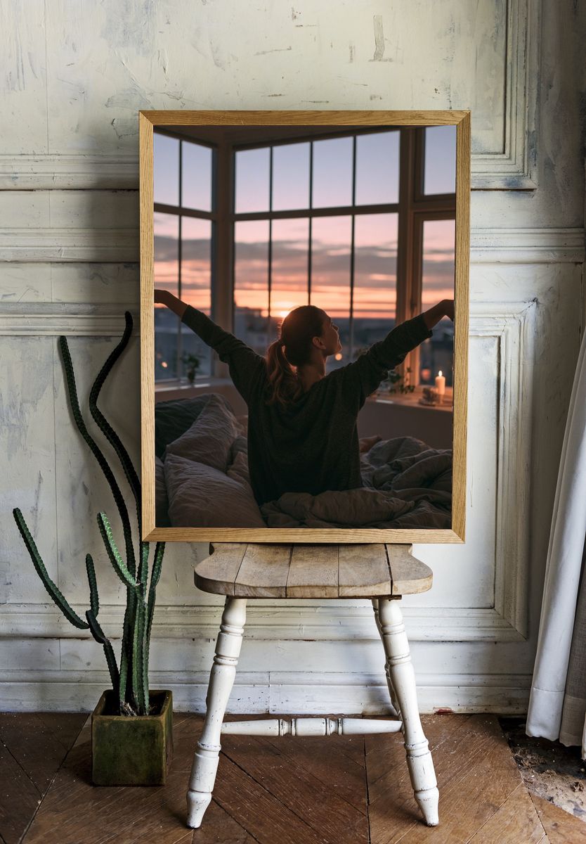 Sunrise Stretch Bedroom Photography Poster. — room view 1