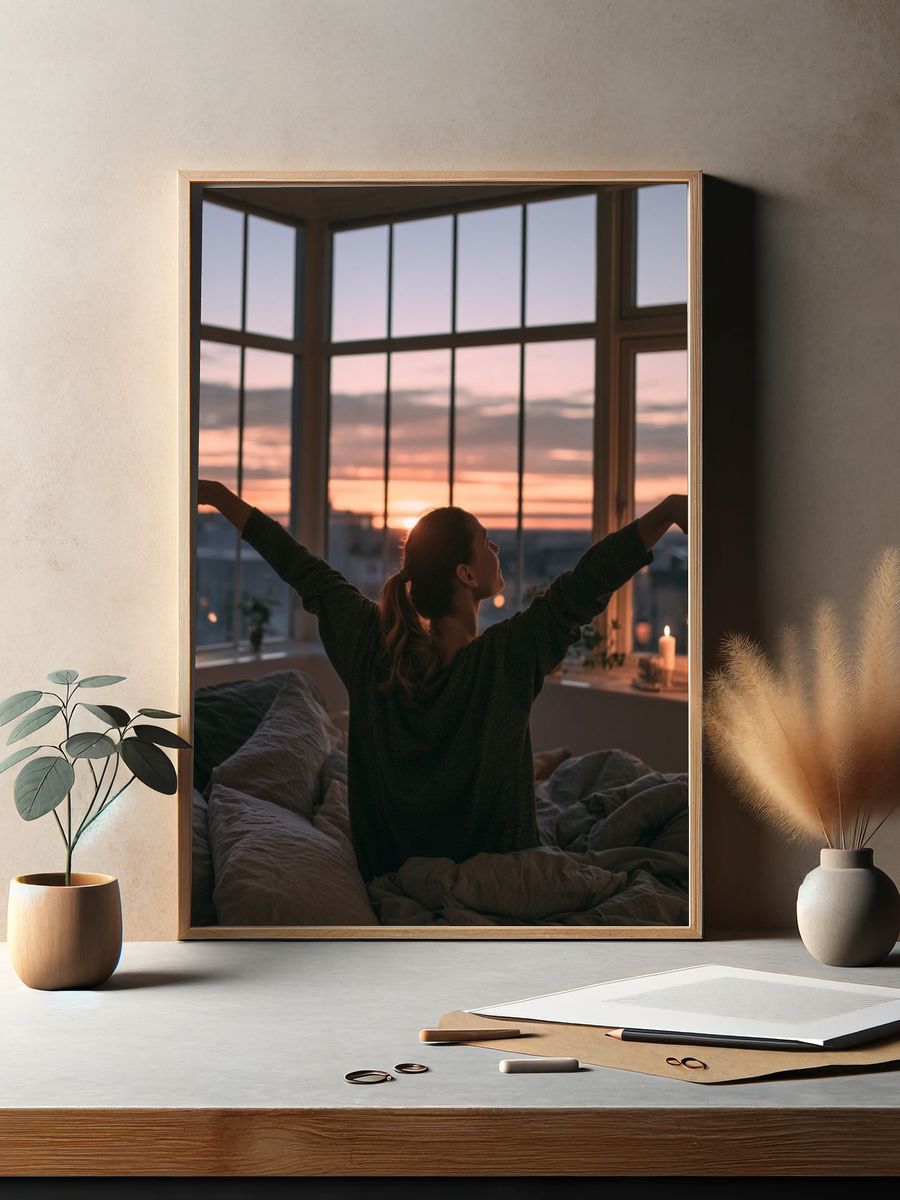 Sunrise Stretch Bedroom Photography Poster. — room view 2