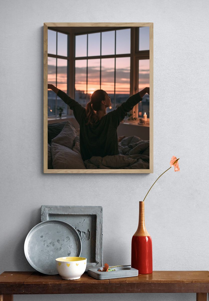 Sunrise Stretch Bedroom Photography Poster. — room view 3