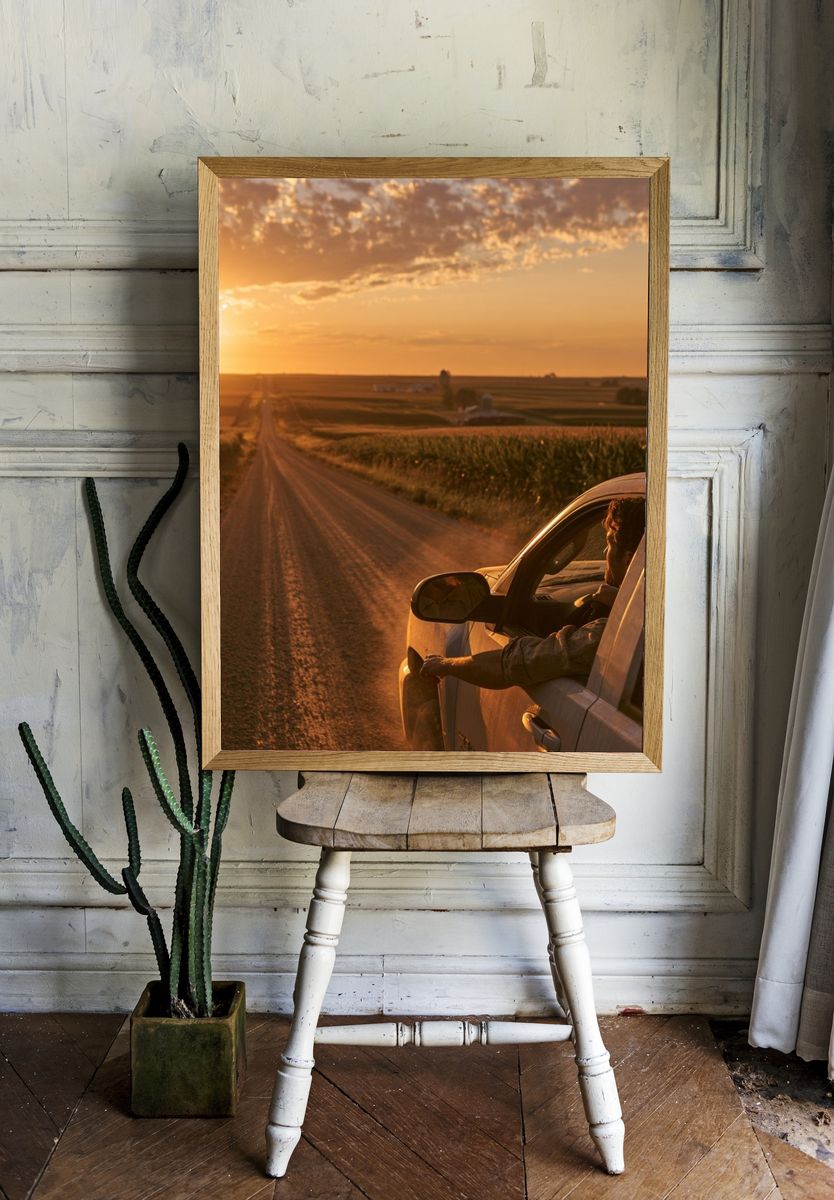 Sunset Country Drive Photography Poster. room preview