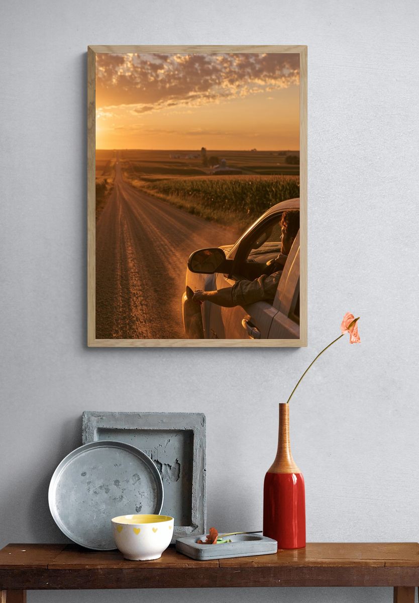 Sunset Country Drive Photography Poster. — room view 3