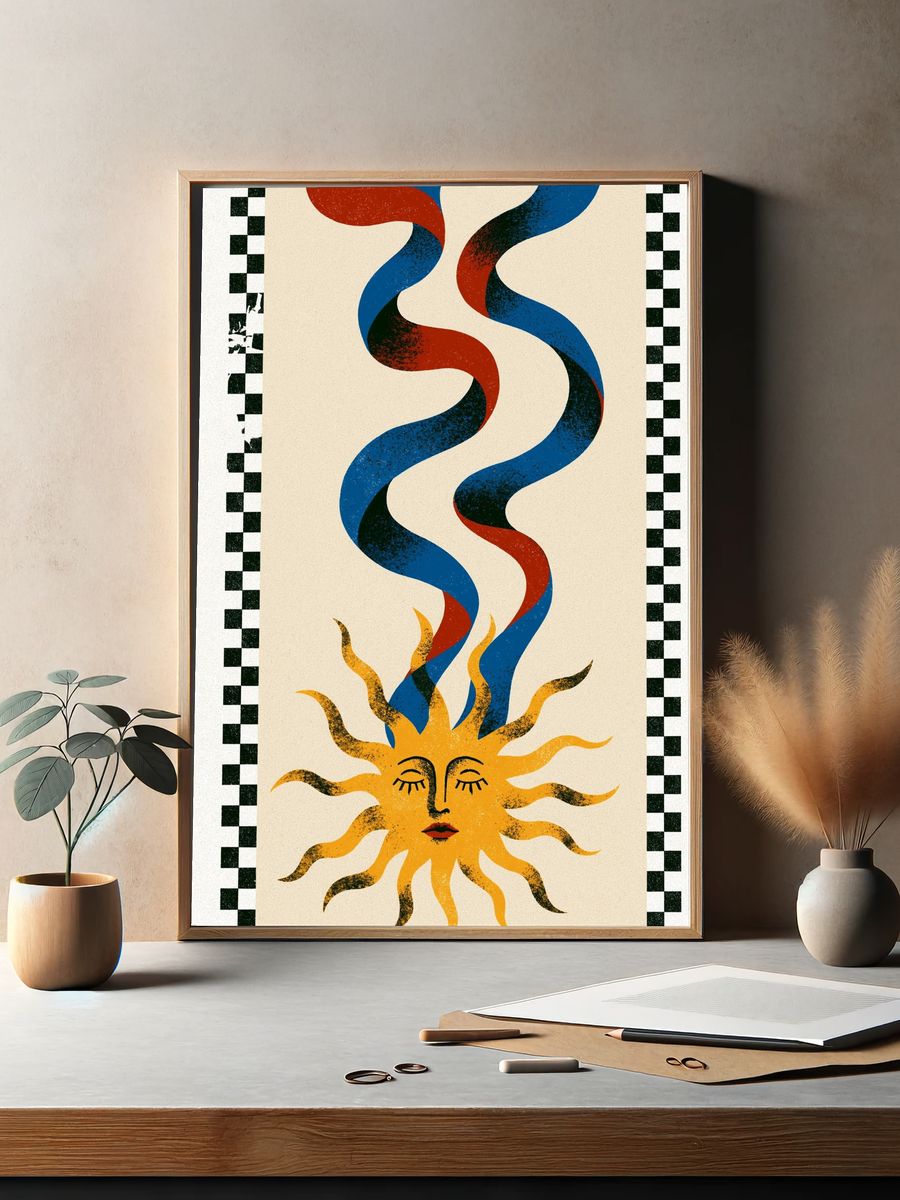 Sun and Ribbon Abstract Print. — room view 2