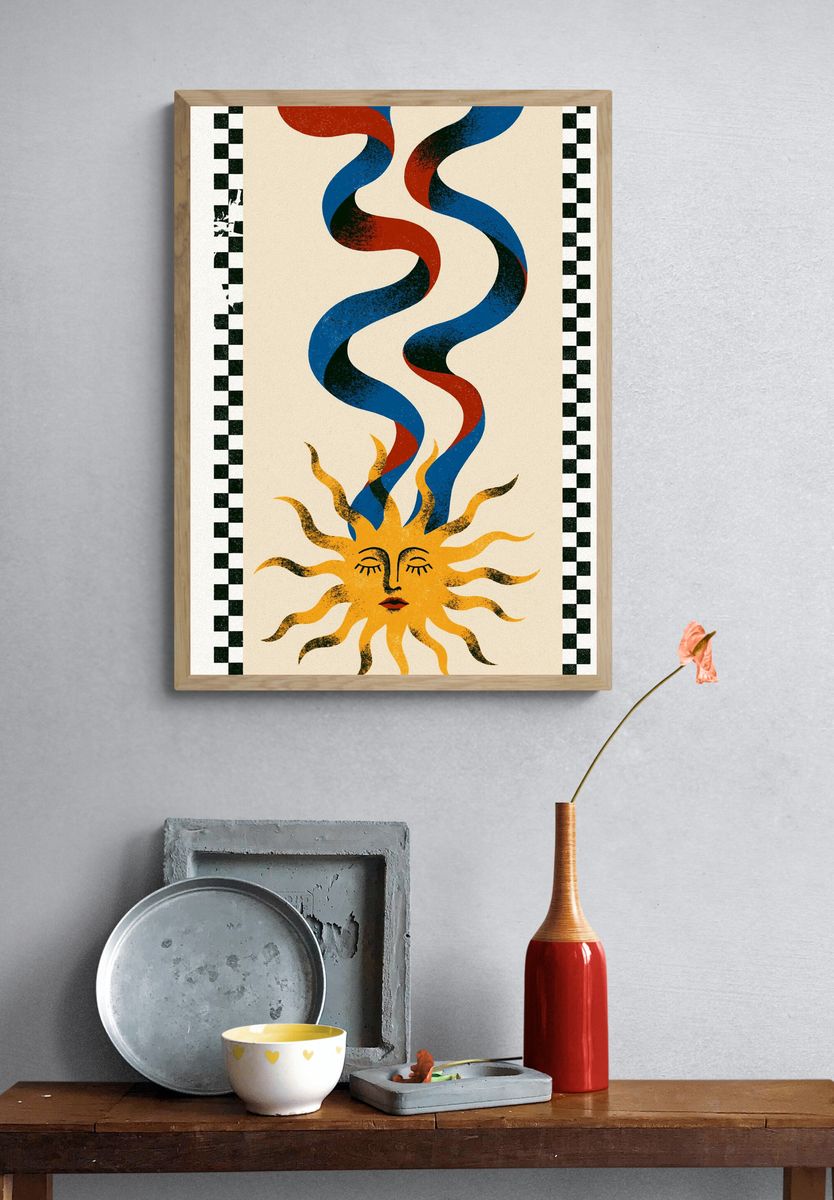 Sun and Ribbon Abstract Print. — room view 3