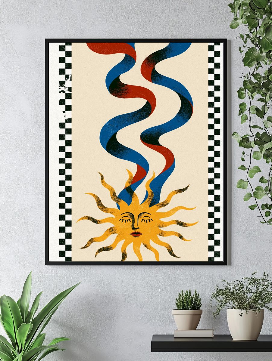 Sun and Ribbon Abstract Print. — room view 4