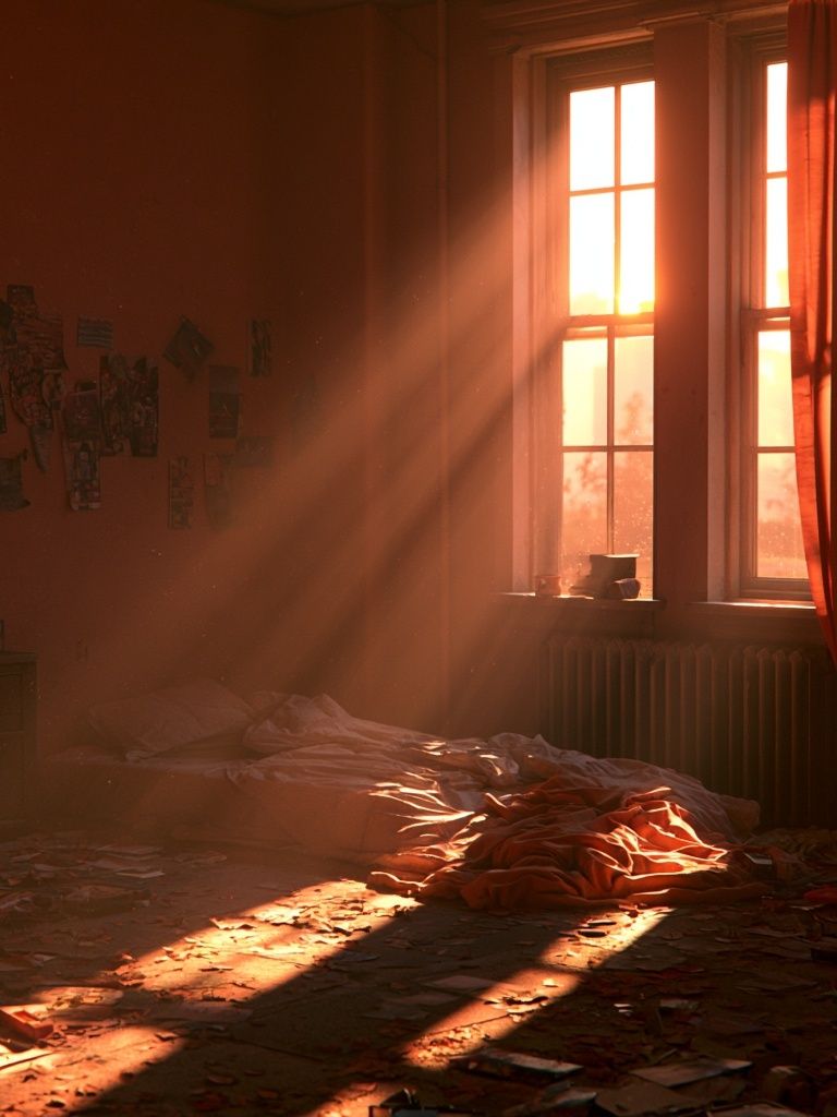 Sunlit Bedroom Interior Poster. poster detail