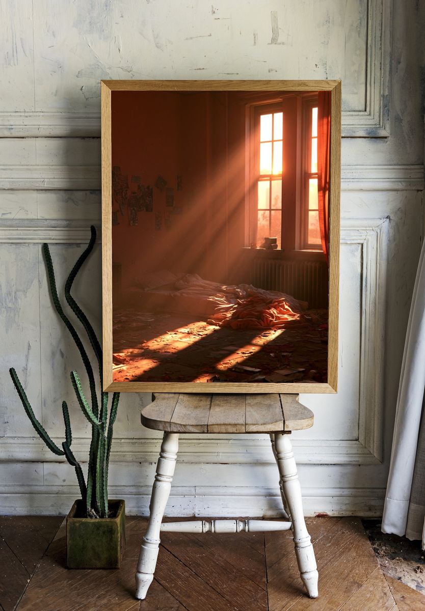 Sunlit Bedroom Interior Poster. — room view 1