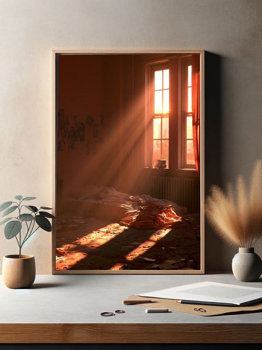 Sunlit Bedroom Interior Poster. — room view 2