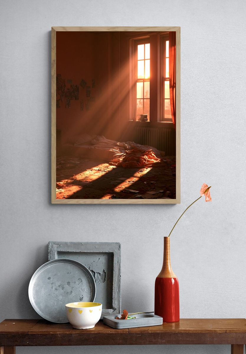 Sunlit Bedroom Interior Poster. — room view 3