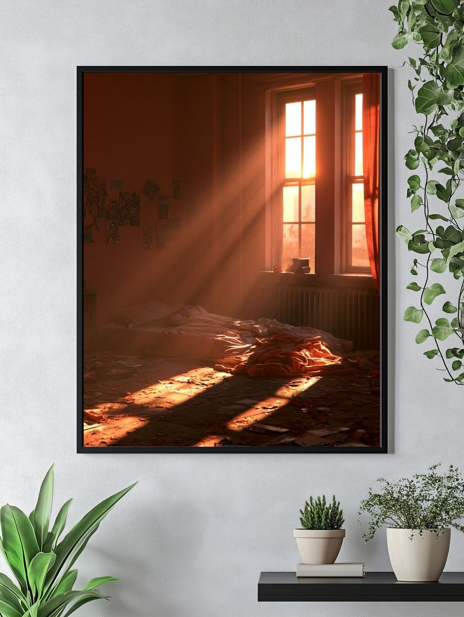 Sunlit Bedroom Interior Poster. — room view 4