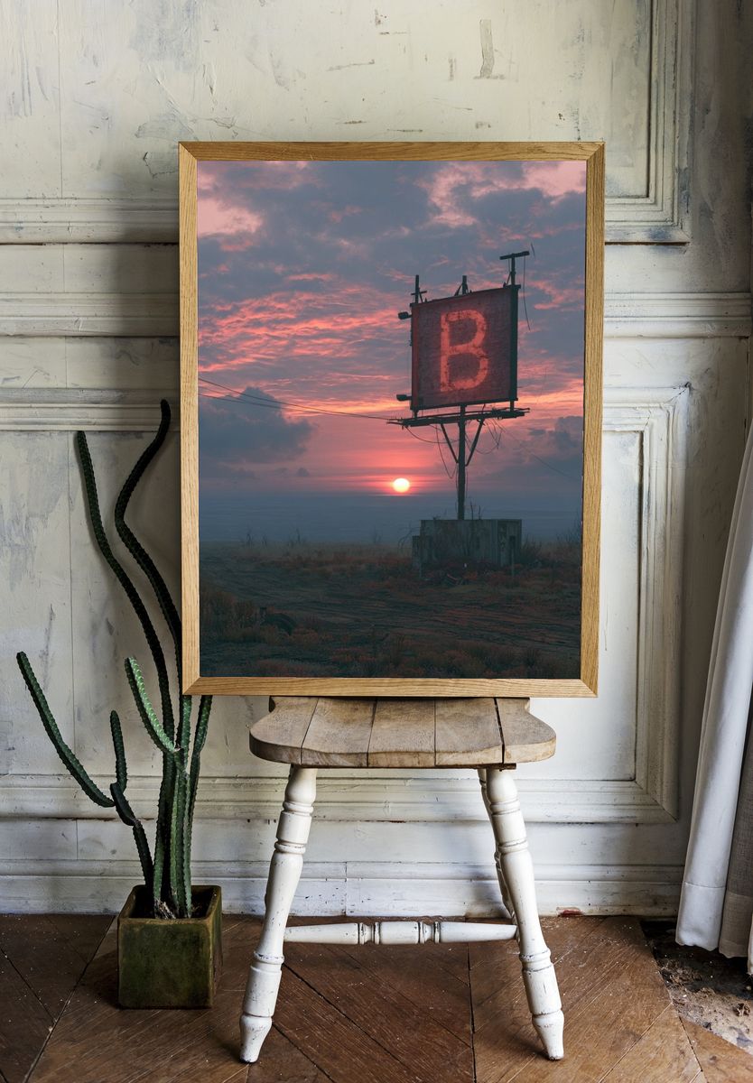 Sunset Billboard Landscape Poster. room preview