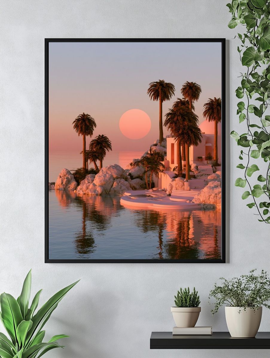 Sunset Palm Island Photography Poster. — room view 4