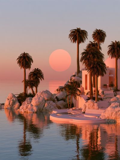 Sunset Palm Island Photography Poster. poster