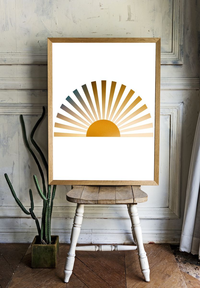 Golden Sunrise Minimalist Poster. — room view 1