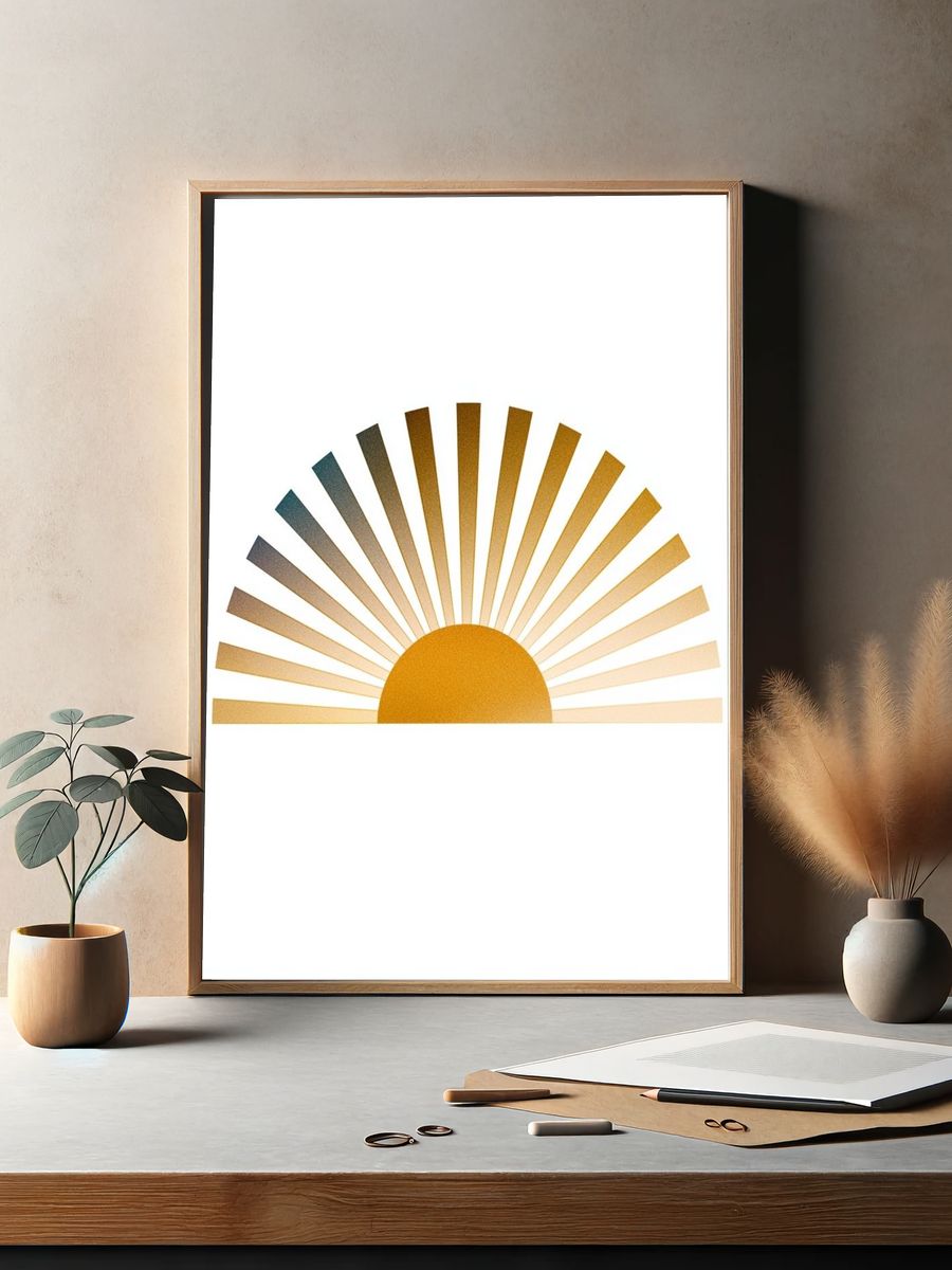 Golden Sunrise Minimalist Poster. — room view 2