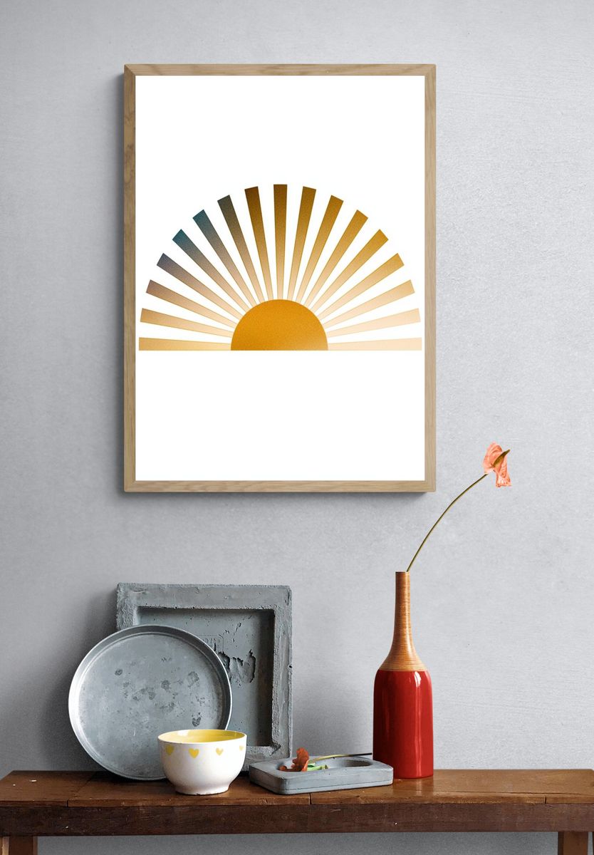 Golden Sunrise Minimalist Poster. — room view 3