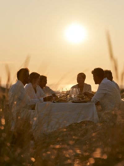 Sunset Dinner Gathering Photography Poster.