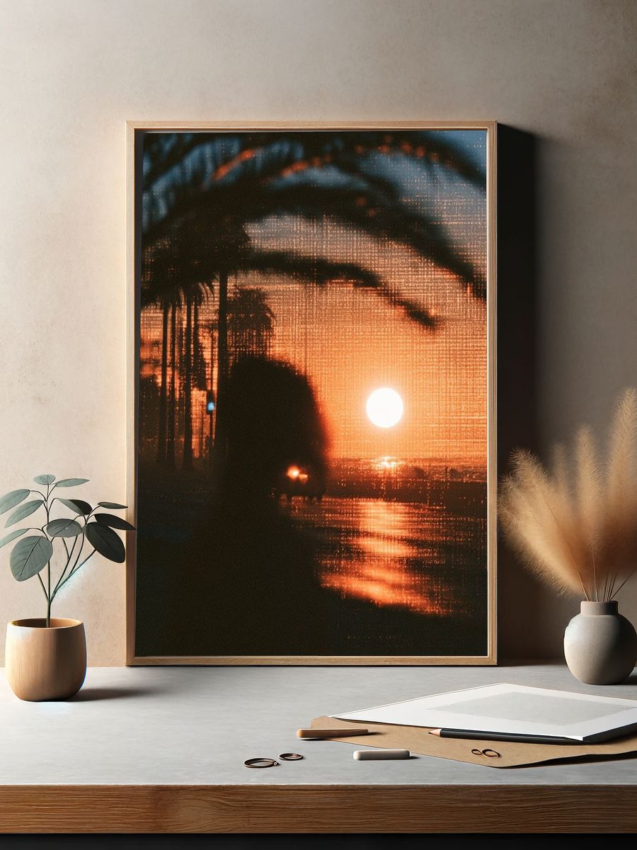 Sunset Palm Silhouette Photography Poster. — room view 2