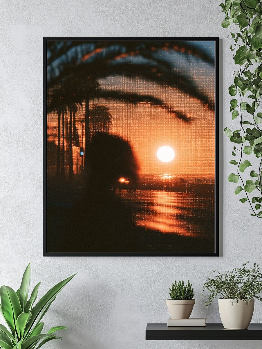 Sunset Palm Silhouette Photography Poster. — room view 4