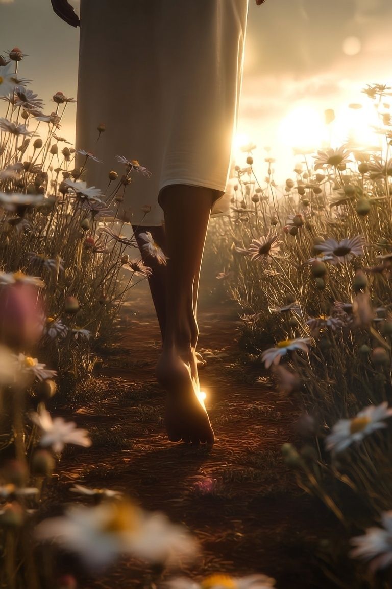 Sunlit Meadow Walk Photography Poster. poster detail