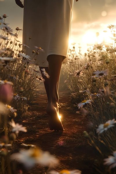 Sunlit Meadow Walk Photography Poster. poster print
