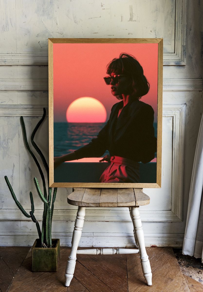 Sunset Silhouette Portrait Print. — room view 1